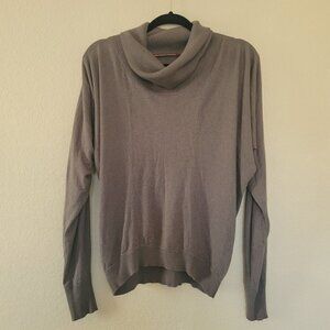 Comptoir Des Cotonniers Brown Cowl Neck Knit Sweater Size L Wool Cashmere Blend